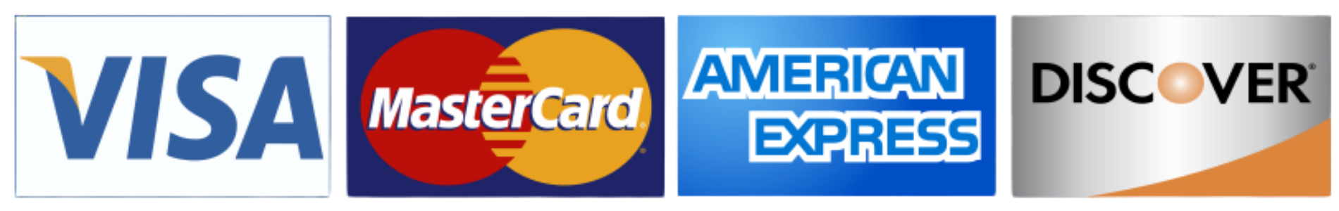 Visa, Mastercard, American Express, Discover